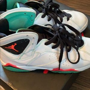 Jordan 7s.  Pearl white and lava.